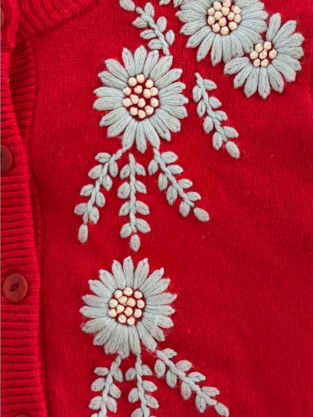 Alex Mill Red Cardigan with White Floral Embroidery - Picture 6 of 12